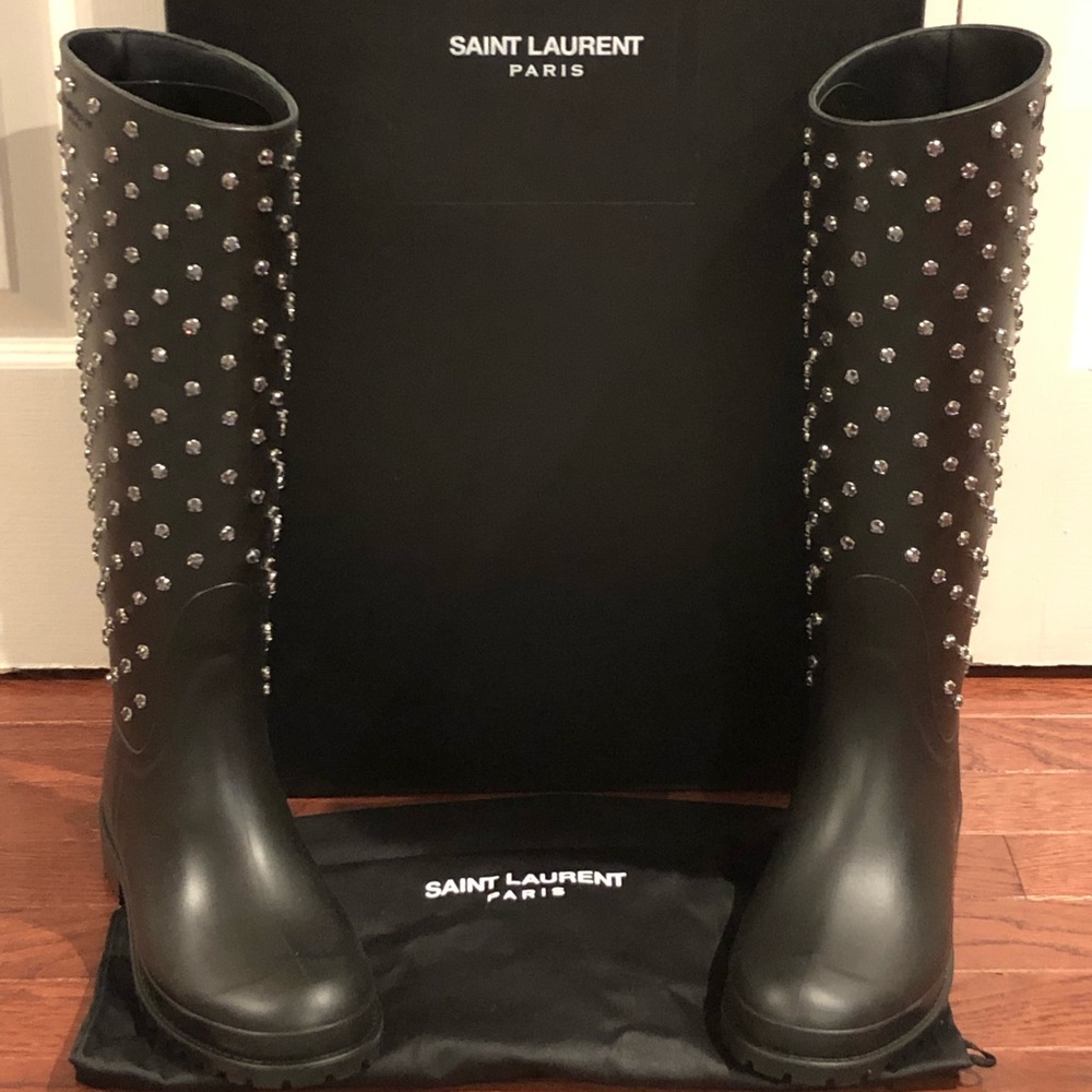 NIB Saint Laurent studded rain boots